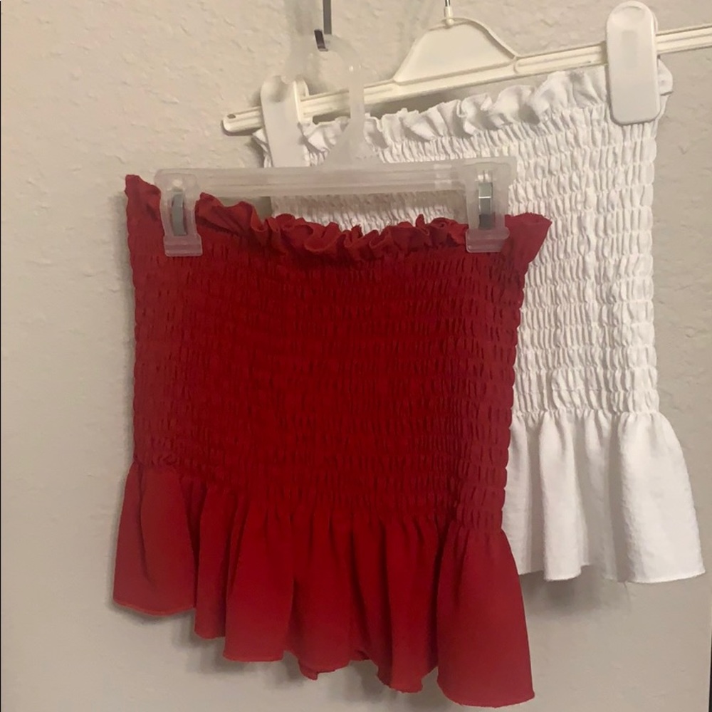 Frill Ruffle Hem Tube Tops